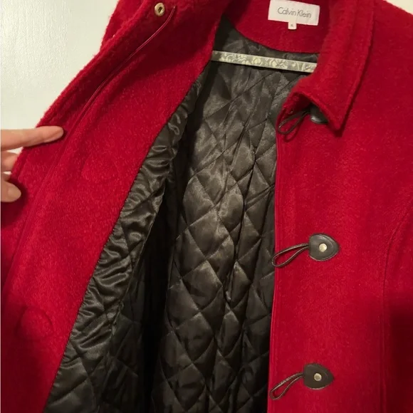 Calvin Klein Women's Red Toggle Wool Coat - Picture 4 of 5